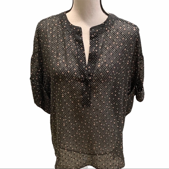 CAbi Black Swiss Dot Sheer Top Style #239 Sz S - Picture 1 of 10